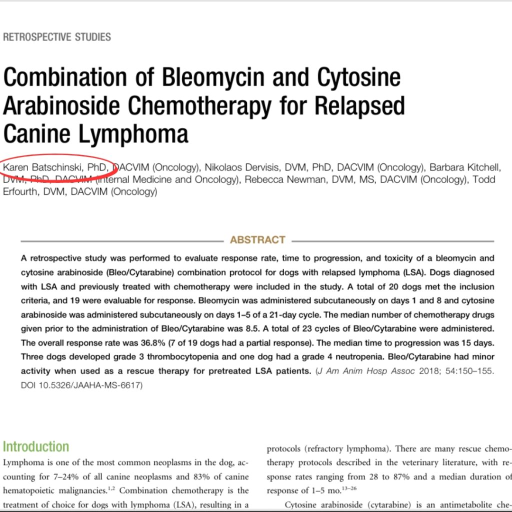 Combination of Bleomycin and Cytosine Arabinoside Chemotherapy for Relapsed Canine Lymphoma